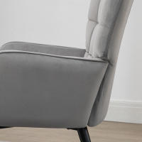 Sillón with taburete, Sillón reclinable, Sillón tapizado, Sillón de TV con aspecto aterciopelado, Silla de comedor, Capacidad de carga 120 kg Tapizado en gris Claro, Estilo... - details 4