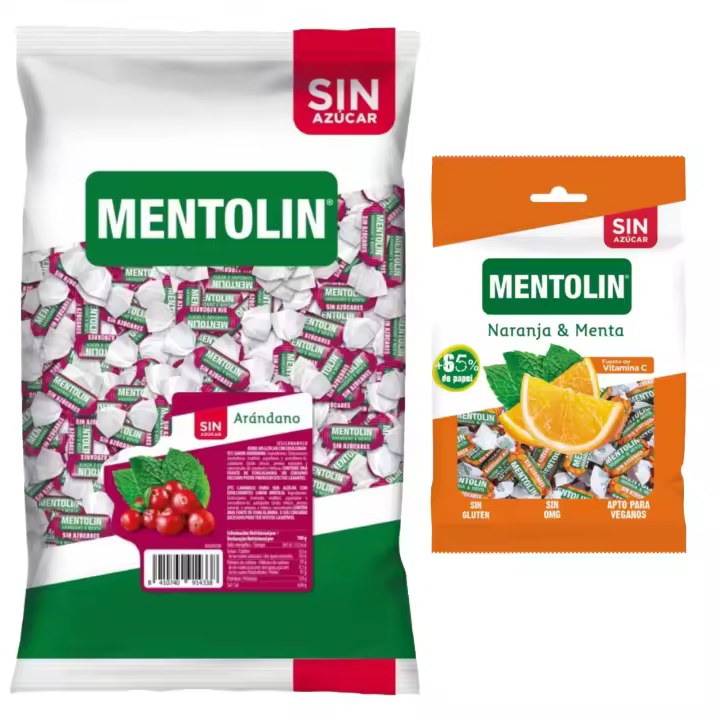 Mentolín caramelos garganta arándano s/a bolsa 1kg y de regalo  naranja s/a 100g - 1