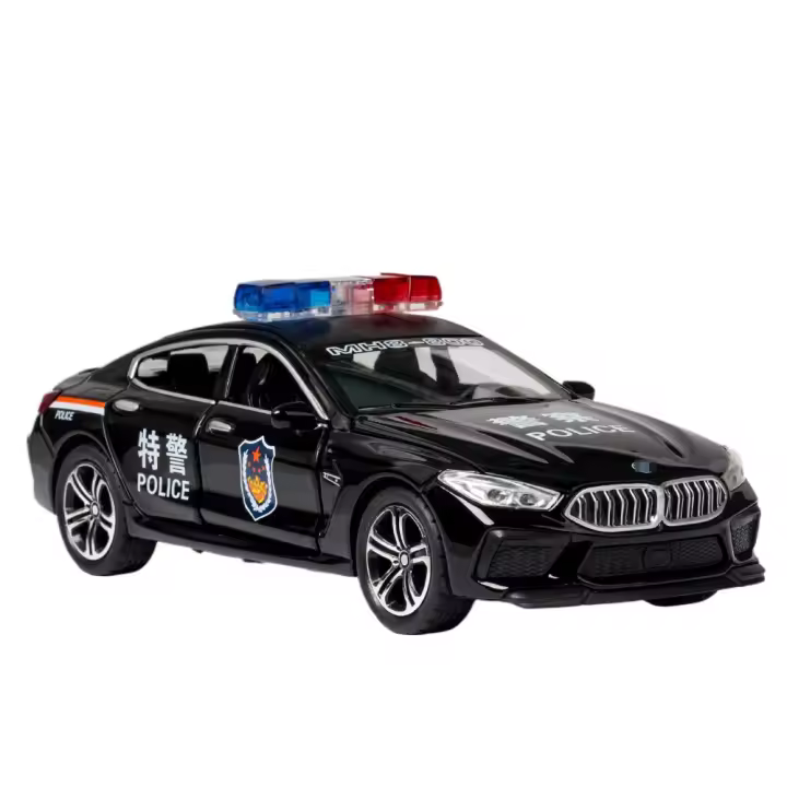 Coche De Policía M8 a Escala 1/32 En Metal De Juguete Con Retroceso Pull Back Vehículo Simulativo De 110 Puertas Abrejuego Colección Regalo Para Niños - 1