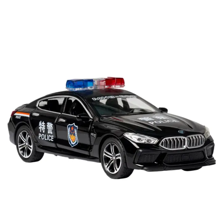 Coche De Policía M8 a Escala 1/32 En Metal De Juguete Con Retroceso Pull Back Vehículo Simulativo De 110 Puertas Abrejuego Colección Regalo Para Niños - 1