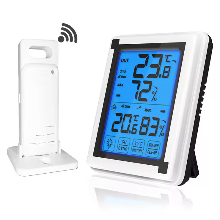 Estación Meteorológica Digital Inalámbrica Con Pantalla Táctil Sensor De Clima Exterior Y Luz De Fondo Termómetro Y Higrómetro Para Interior Y Exterior - 1