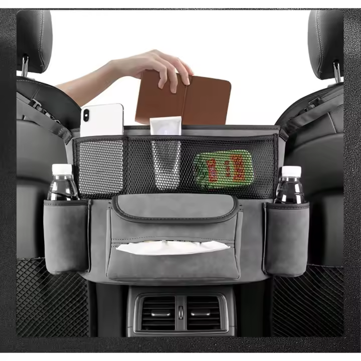 Portabolsos para automóvil entre asientos, de gamuza, de gran capacidad, para guardar documentos, teléfono y consolas automotrices - 1