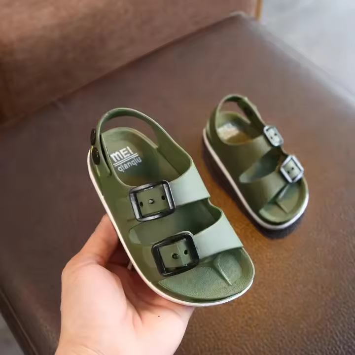 Sandalias De Cuero Para Niños Verano Antideslizantes Deportivas Casuales Con Hebilla Para Playa Zapatos Suaves Para Bebés Y Niños De 1 a 4 Años - 1