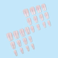 Kit De Uñas Postizas Con Diseño Geométrico Y Estampado De Océano Azul 24 Piezas Uñas Falsas Cortas De ABS Para Arte De Uñas - details 32