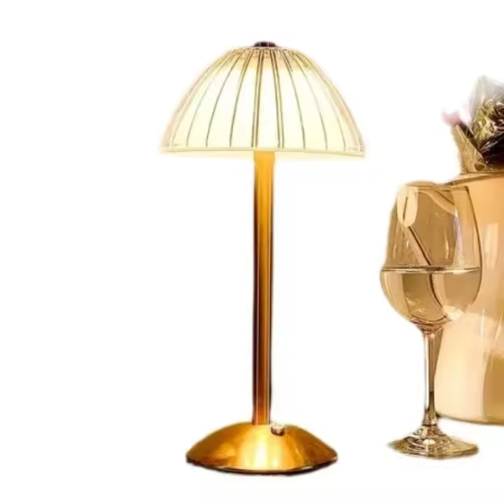 Lámpara De Mesa Retro De Cristal Portátil Con Tacto 3 Colores Para Decoración De Sala De Estar Cocina Y Comedor Fuente De Luz LED Regulable Batería Recargable Incluida - 1