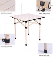 Mesa Plegable Portatil Engrosado, Para Camping, Picnic, Playa, Jardin, Terraza De Metal Esmaltado Con Efecto Madera, 51x50x50cm - details 3