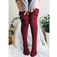 Medias De Lana Para Mujer Calentadores De Pie Moda Otoño Invierno Acrílico Medias Hasta La Cadera Color Sólido Paquete De 2 - details 6