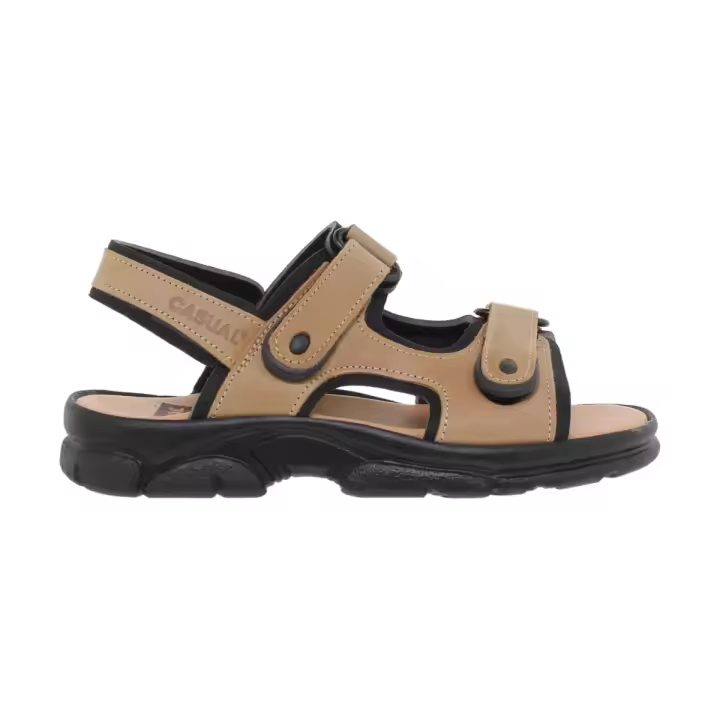 Casual | Sandalias de piel taupe | Hombre Piel Textil Piel rellena de gel - 1