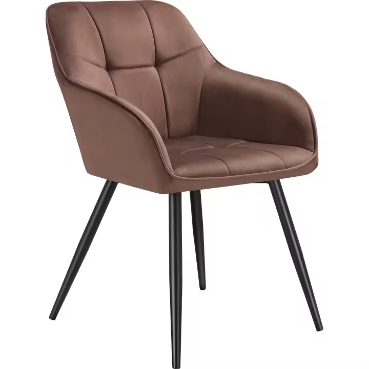 Tectake - Silla de comedor Marilyn 58 x 62 x 82 cm, Efecto terciopelo, Acolchado, Silla para salón o dormitorio, Mueble moderno, Respaldo continuo, Patas de acero esbeltas, Pies regulables en altura, Sillas para salón modernas, Capacidad de carga 120 kg - 1