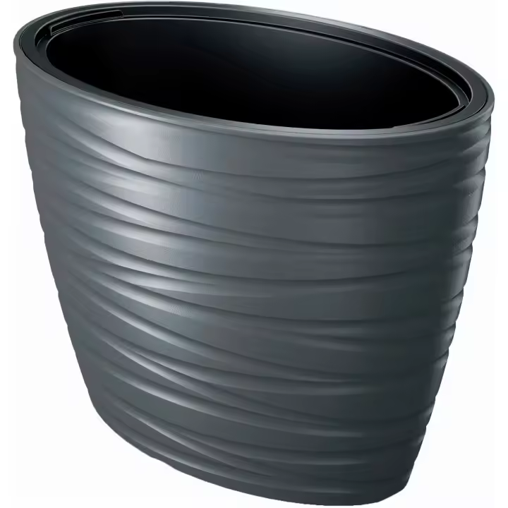 Maceta Ovalada Prosperplast 56L con Deposito y Diseño Elegante en Gris Piedra - 1