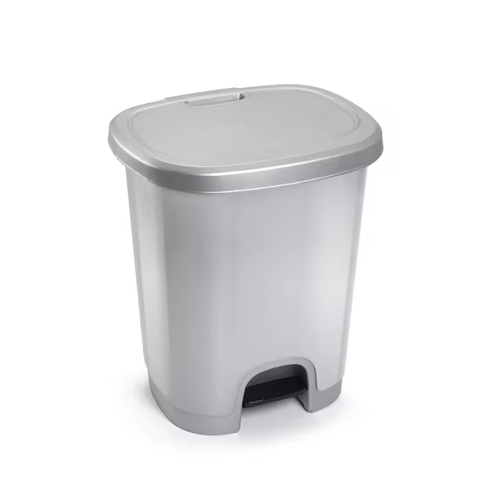 CABLEPELADO Cubo basura plastico, Cubo basura apertura pedal, Papelera de pedal, Cubo de pedal, Libre de BPA, 45 cm alto x 38 cm ancho x 32 cm fondo, Capacidad 27 Litros, Gris completo - 1