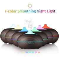 Difusor de aceite esencial de aromaterapia, Humidificador silencioso de niebla fría ultrasónico de grano de madera de 300ml, decoloración de lámparas LED de color y configuración de 4 temporizadores, apagado automático sin agua - details 2