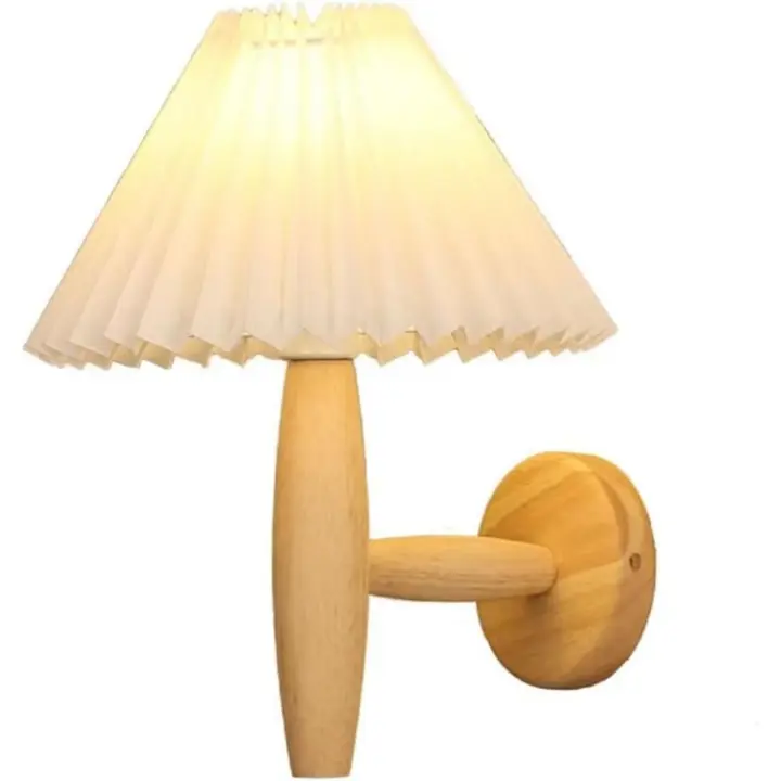 Lámpara de pared de Interior con interruptor LED, lámpara de pared vintage de Madera, E27, Luz de noche para dormitorio, Salón, Escaleras, pasillo, sin Fuente de Luz (Blanca) - 1