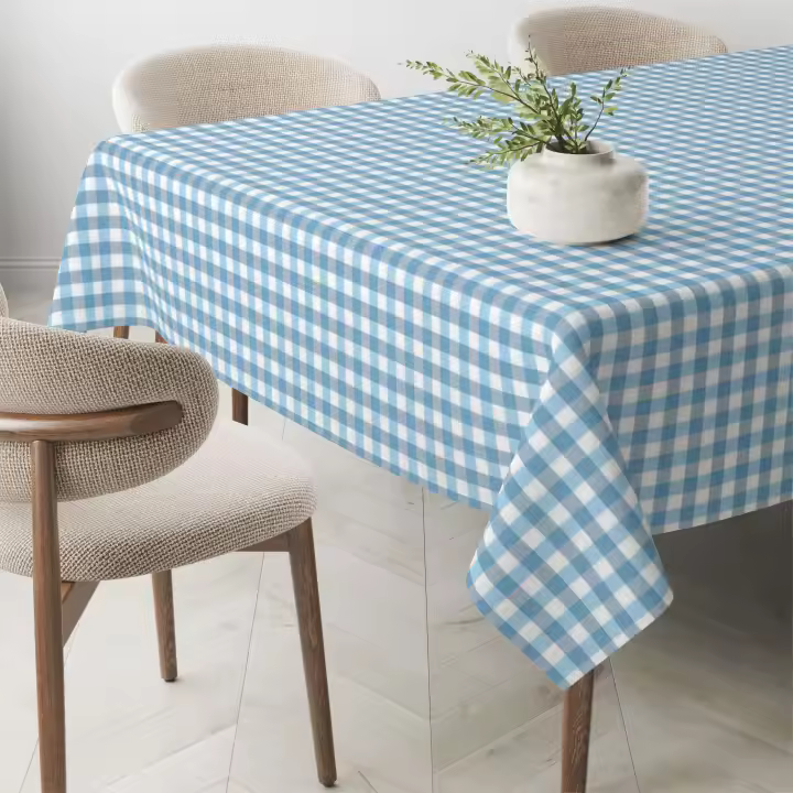 Mantel Estampado Efecto Vichy Teflonado Confeccionado - efecto Tela antimanchas - Donegal Collections - 1