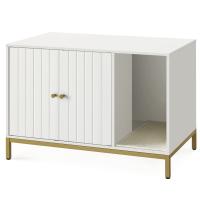 Armario para Gatos con Patas Altas - Elegante Mueble para Arena, 80x50x55 cm, Blanco y Dorado - details 0