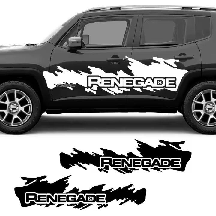 Pegatinas para coche lateral Renegade Estilo Ráfaga compatible con Jeep Renegade - 1