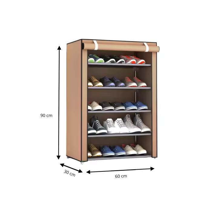 LUTODY - Zapatero Organizador de zapatos de tela textil, Auxiliar compacto de varios niveles, vertical, tubo de metal plegable - Vestidor portátil para recibidor, entrada, sala de estar, salón - Ligero y resistente - 1