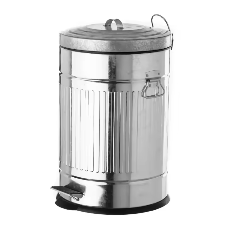Cubo de basura plateado de metal de 20 litros retro Lola Home - 1