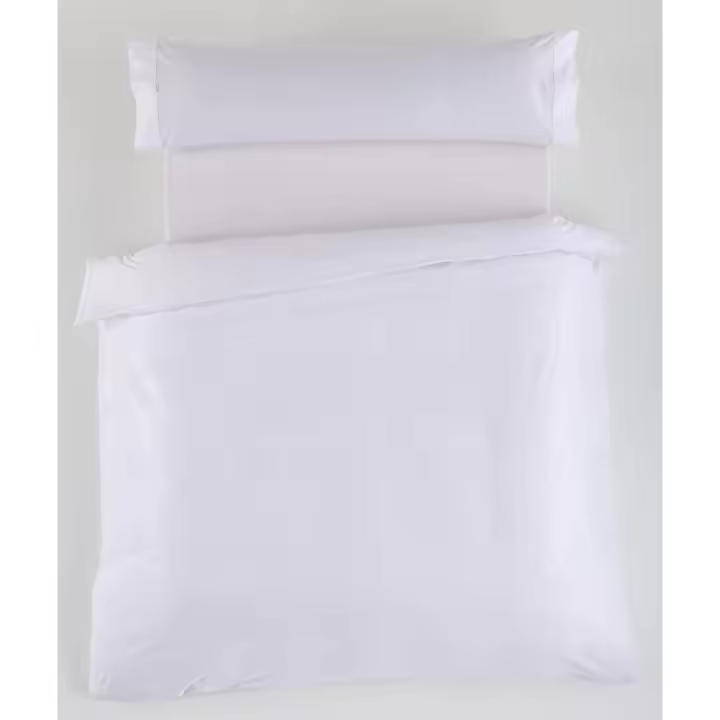 Juego de FUNDA NORDICA de satén color blanco - Cama de 105 (3 piezas) - 100% algodón - 300 hilos. Gramage: 118 - Fijalo - 1