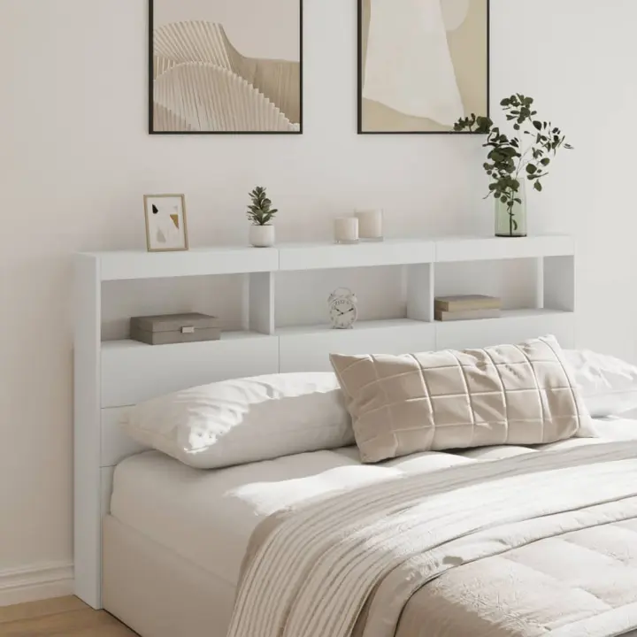 vidaXL Cabecero de cama con LED blanco 180x17x102 cm - 1