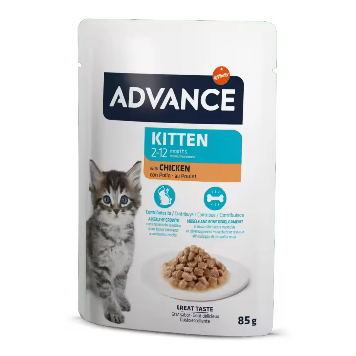 Advance Bocaditos en Salsa para Gatitos con Pollo - Alimento Húmedo para Gatitos (2-12 meses) - 12 Ud - 1
