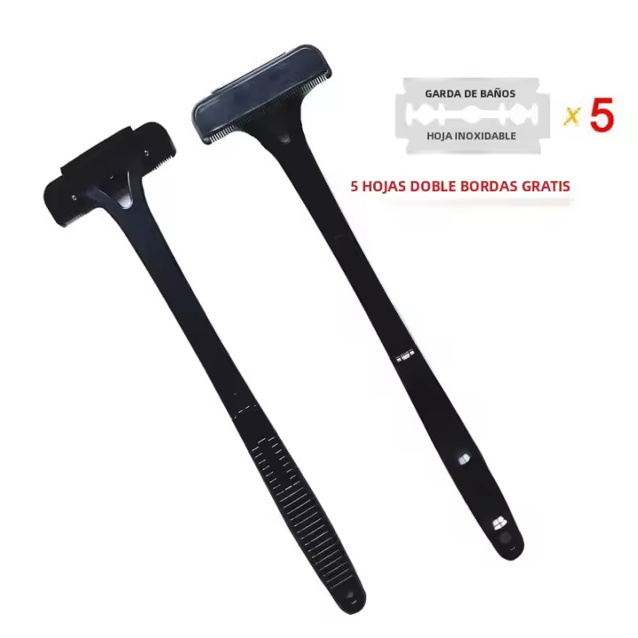 Afeitadora De Seguridad Con Mango Largo Plegable Para Cuerpo Trimmer De Pelos Epilador De Espalda Para Hombres Herramienta De Eliminación De Pelos Para Piernas Y Espalda - 1
