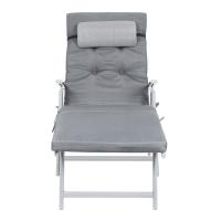 Tumbona plegable reclinable negra o gris, cama de sol con colchón de 6 cm, reposacabezas desmontable, aluminio inoxidable y tejido transpirable, confort máximo, capacidad 150kg, ideal para jardín y playa - details 2