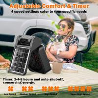 Ventilador de camping alimentado por energía solar con linterna LED, batería recargable de 10400 mAh, portátil, temporizador, carga de teléfono y ventilador ecológico, para camping, pesca, corte - details 0