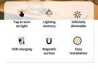 Lámpara De Pared Inalámbrica LED Redonda Con Sensor Táctil Y Función Dimmer Recargable USB Para Decoración De Dormitorio Pasillo Armario - details 1