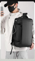 Mochila para exteriores tipo caja abierta, sencilla, transpirable, con doble hombro, gran capacidad, para hombre, con compartimento para zapatos independiente por USB. - details 5