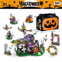 Juego De Bloques DIY De Halloween Con Cabeza De Calabaza Y Fantasma Para Decoración De Hogar Juguetes Educativos Para Niños Regalos De Festivales Tamaño Pequeño Material ABS Compatible Con Lego - details 3