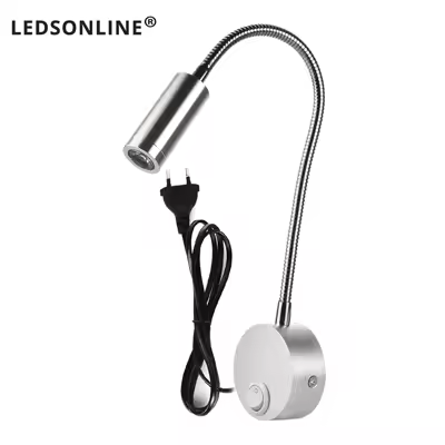 Lámpara De Pared 3W Ajustable En Color Negro Plata Y Blanco Para Lectura Y Trabajo Iluminación No Dimmable Fuente De Alimentación AC 220V 90-260V - 1