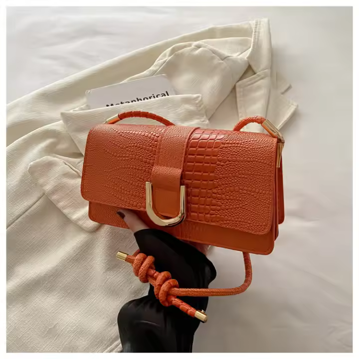 Bolso De Hombro Para Mujer En Cuero PU Textura De Cocodrilo Con Correa De Cordón Moda Bolso Cruzado Diseñador Regalo Versátil - 1