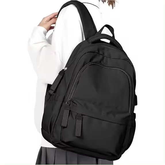 Mochila escolar ligera para mujer, mochila informal para el día a día, mochila para computadora portátil para hombres y mujeres, mochila resistente al agua para adolescentes, mochila de viaje, color negro - 1