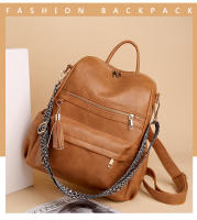 Mochila retro de gran capacidad y moda, bolso de hombro de cuero suave de doble propósito, mochila para mujer - details 8