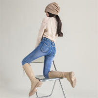 Jeans Térmicos Para Mujer Invierno Nieve Cálido Grueso Vaqueros Delgados Con Felpa Estilo Retro Azul Pantalones Largos Casual - details 13