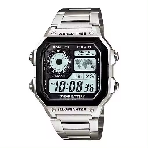 RELOJ CASIO AE-1200WHD-1AVEF PARA HOMBRE, EL RELOJ DE JAMES BOND 007 ACERO WORLD TIME - 1