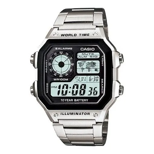 RELOJ CASIO AE-1200WHD-1AVEF PARA HOMBRE, EL RELOJ DE JAMES BOND 007 ACERO WORLD TIME - 1