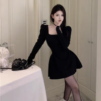 Vestido Elegante Para Mujer 2024 Negro Largo Con Mangas Elegante Vestido De Noche Para Banquete Moda Mujer Ajustado Con Cuello Cuadrado Sin Decoración Estilo Lady Para Trabajo Y Fiesta - details 4