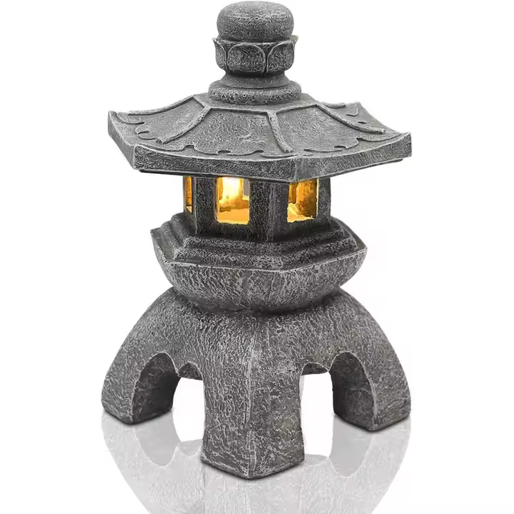 Estatua de linterna de pagoda solar para decoración de jardín, decoración asiática zen para exteriores e interiores para paisajes, balcones, jardines y patios - 1