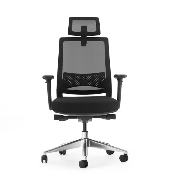 Cromad senior se1600 silla de oficina - altura ajustable con elevador de gas de grado 4 - soporte lumbar y reposacabezas ajustables - respaldo de malla - ruedas de nailon 360º - color negro - 1