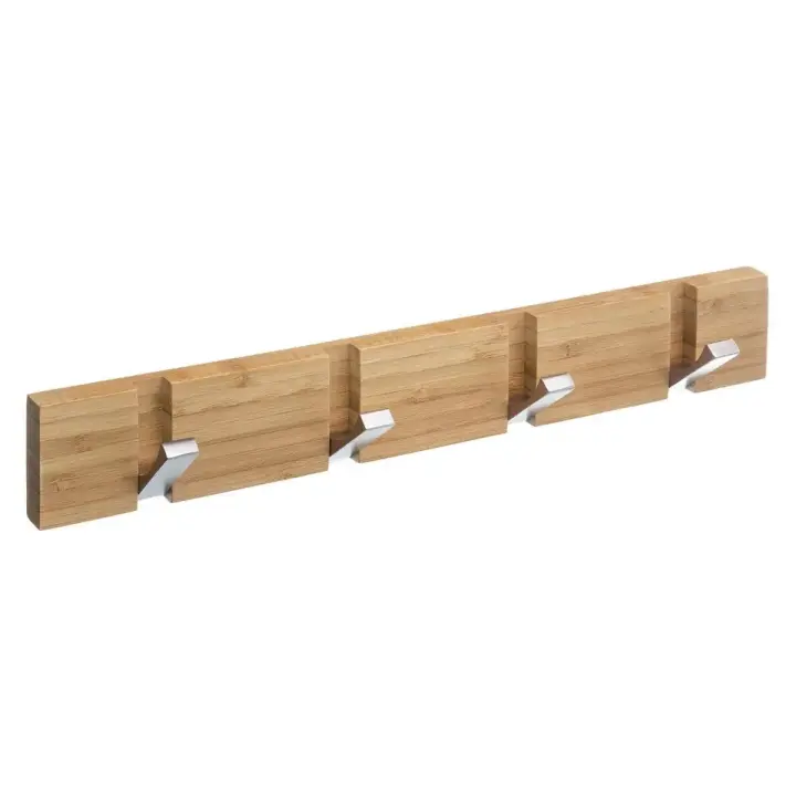 XOCOTŌ® Perchero de Bambú con 4 Ganchos Metálicos Ultraresistente 40x5x6 cm | Perchero colgador de pared hecho de Bambú Natural - XOCOTO HOME - 1
