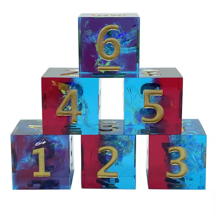 Set De 6 Poliedros Exquisitos En Resina Multicolor Retro Para Juegos De Mesa DND RPG TRPG Juguete Portátil Para Fiestas - 1