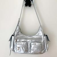 Bolso De Hombro Para Mujer Gran Capacidad Cuero Retro Multibolsillo Satchel Bolsa Transversal Versátil Para Comunicación Diaria - details 1