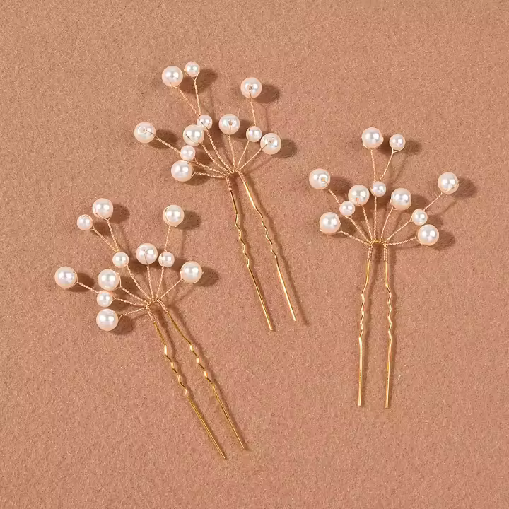 3PCS Accesorios De Peluca Para Boda Con Perlas Y Cucharas De Cabello Para Mujer Adornos De Cabeza Princesa Joyería De Fiesta Regalo - 1