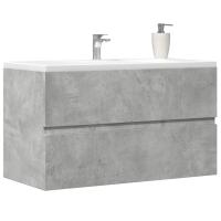 vidaXL Mueble de lavabo madera de ingeniería 80x38,5x45 cm en color Negro/Gris sonoma/Gris hormigón y más | almacenamiento funcional diseño moderno para baño dormitorio sala - details 2