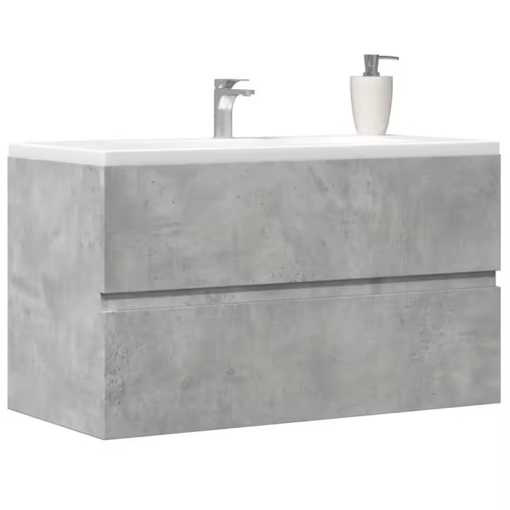 vidaXL Mueble de lavabo madera de ingeniería 80x38,5x45 cm en color Negro/Gris sonoma/Gris hormigón y más | almacenamiento funcional diseño moderno para baño dormitorio sala - 1
