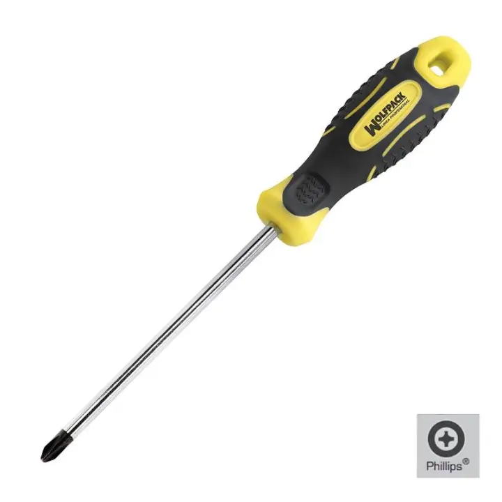 Destornillador mango bimaterial phillips n. 0 / 75 mm. destornillador plano, cromo vanadio, - 1