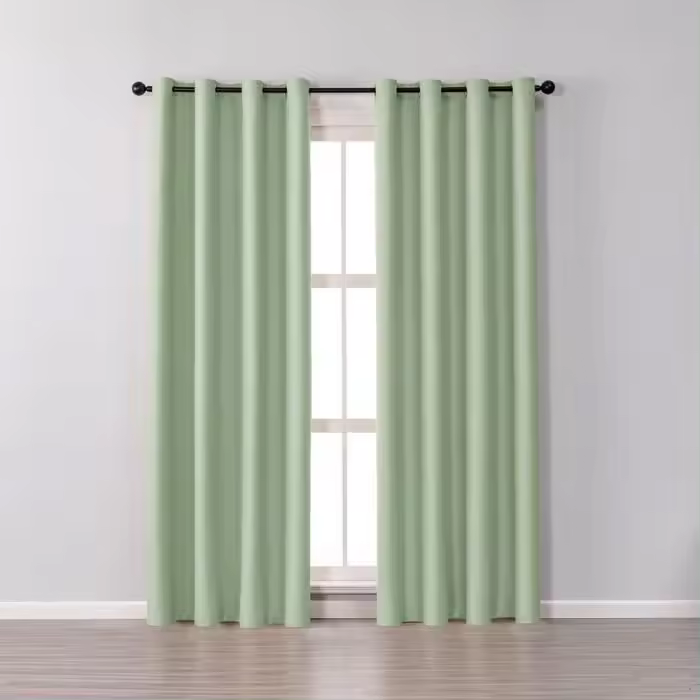Juego de 2 cortinas opacas con ojales, diseño moderno con aislamiento térmico para salón y dormitorio, 132 x 160 cm, color verde, 2 piezas - 1