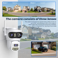 Cámara De Seguridad IP 15MP 8K Con Tres Lentes Wifi Exterior Tres Pantallas Vigilancia De Video Visión Nocturna Detección De Humanos CAM - details 4